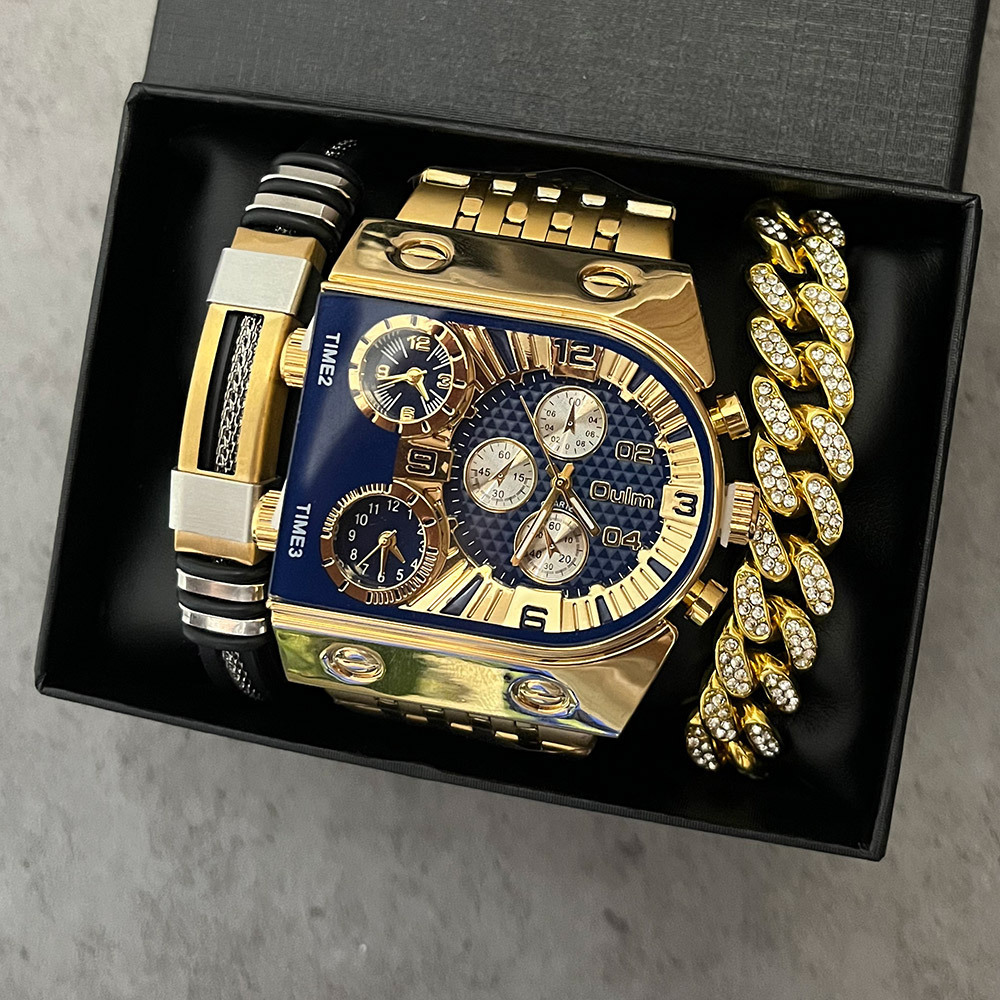 Smartwatch Faces - Men's luxury rectangular gold silver large