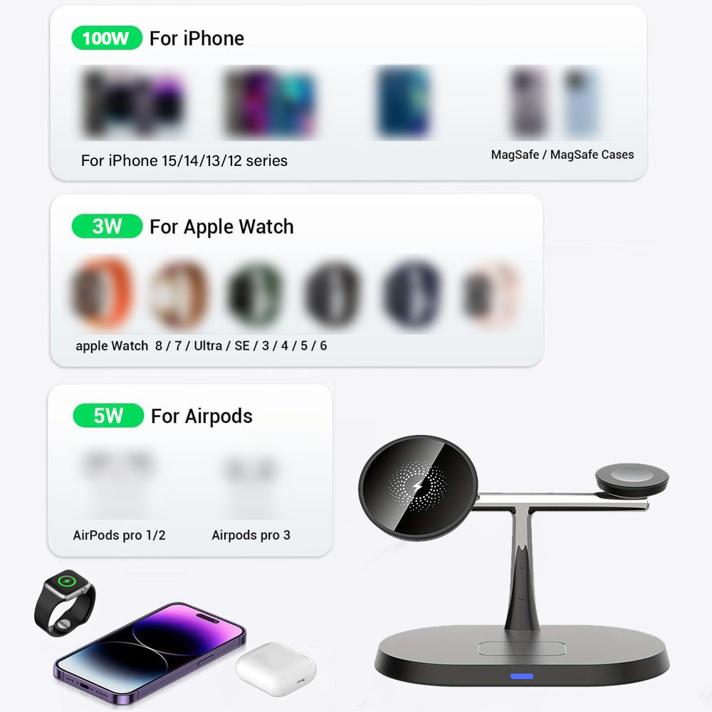 3 in 1 Magnetic Wireless Charg - Smartwatch Ac recension och pris