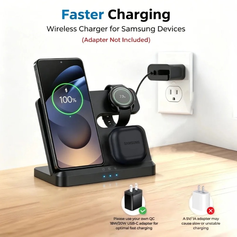 3 in 1 Fast Wireless Charger F - Smartwatch Ac recension och pris