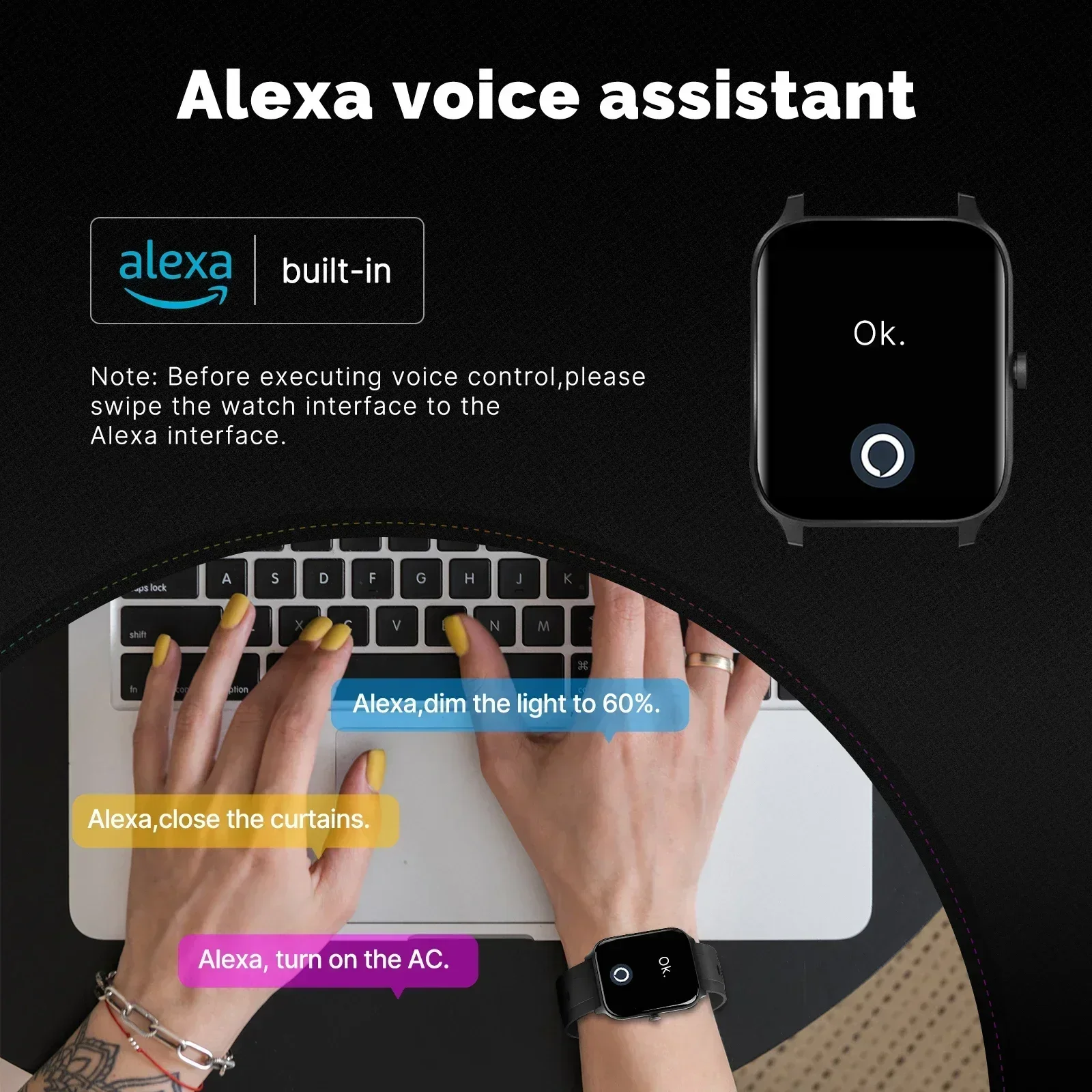 MOES Smart Watch Alexa Built-i - Smartwatch Faces recension och pris