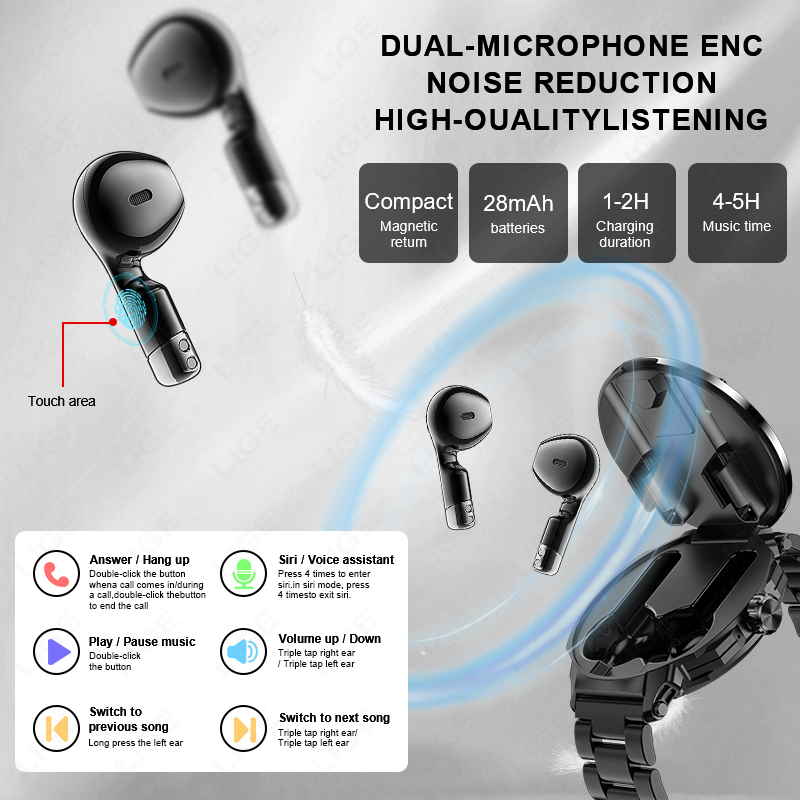 LIGE Men Earphone Smart Watch  - Smartwatch Headset recension och pris