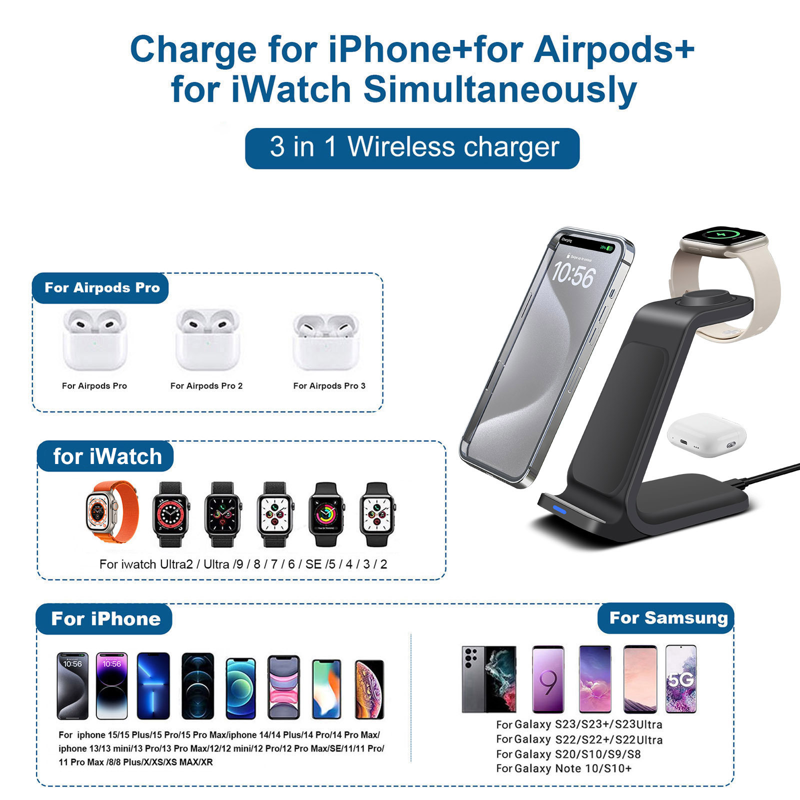 3 in 1 Charging Station for iP - Smartwatch X recension och pris