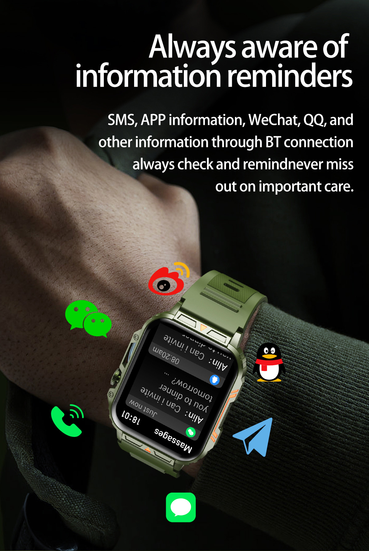 1.91 Outdoor Military Smart Wa - Smartwatch Faces recension och pris