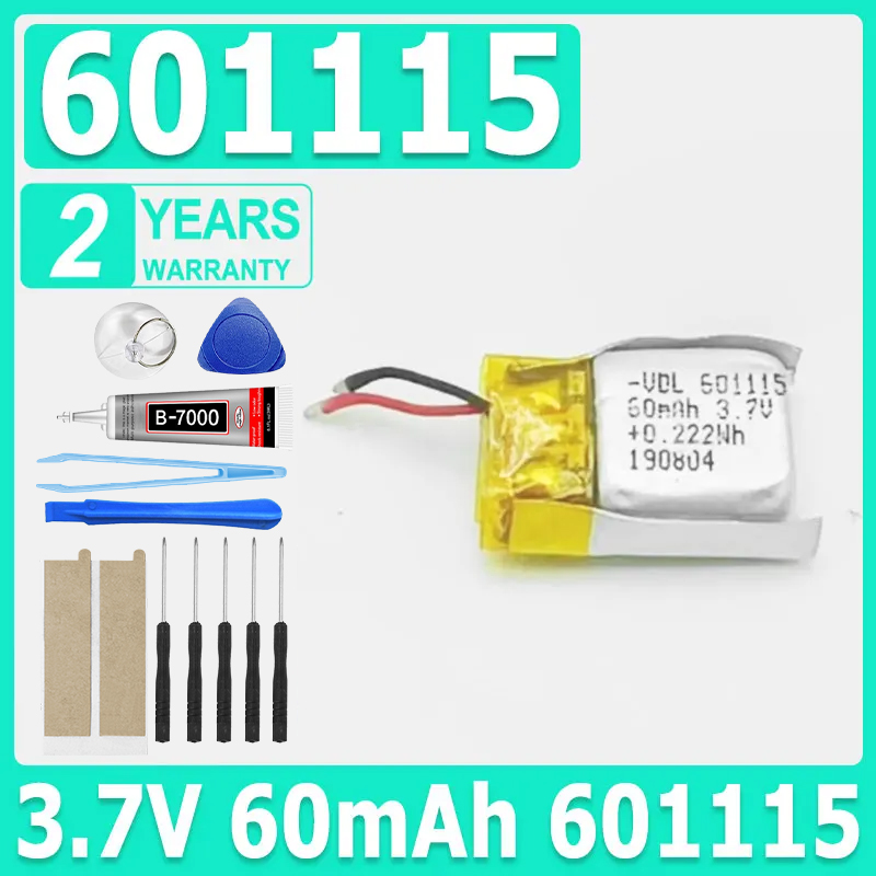 3.7V 60mAh 601115 Rechargeable - Smartwatch Headset recension och pris