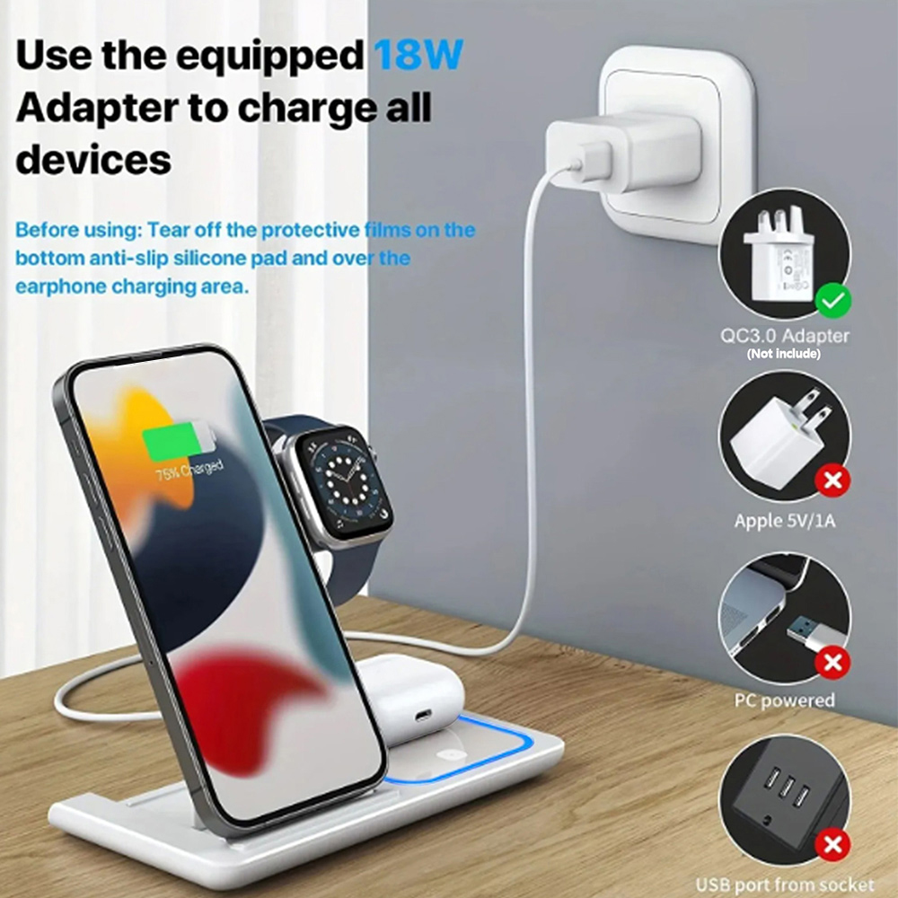 15W 3 in 1 Wireless Charger St - Smartwatch Ac recension och pris