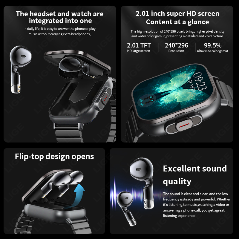 NFC Smart Watch TWS 2-in-1 Hea - Smartwatch Headset recension och pris